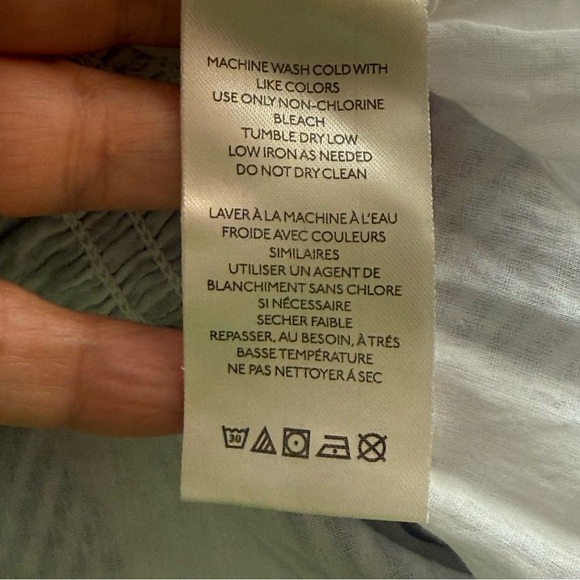 Free People Juno Tiered Maxi Dress Large Blue Striped Cotton Smocked Boho Flowy - Picture 15 of 16